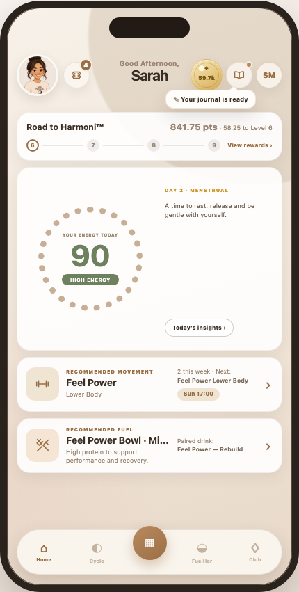 Feel Harmoni app home